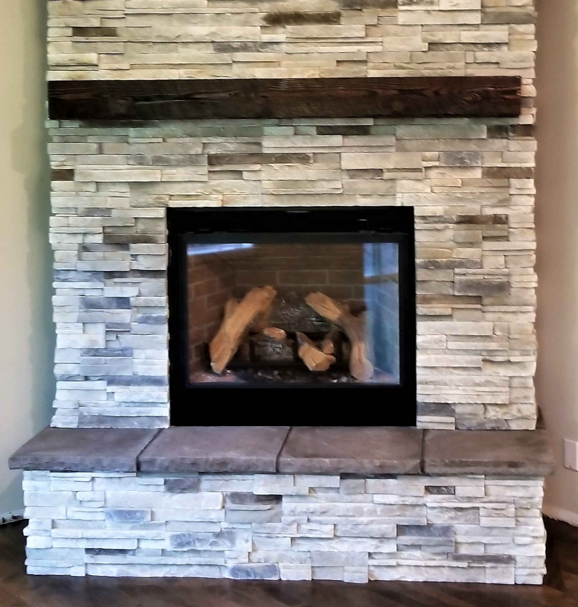 Stacked Stone Hearth